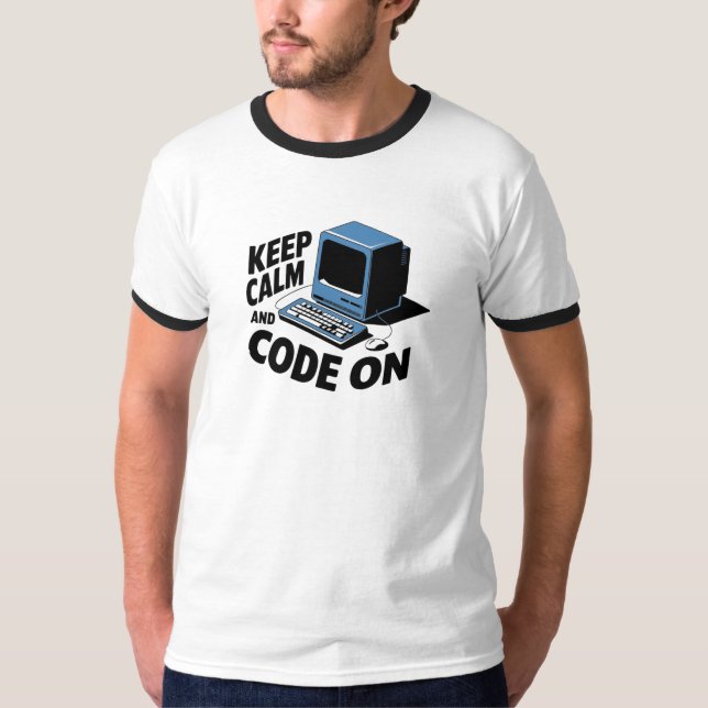 Camiseta Mantenha o Clam e o Código ligados (Frente)