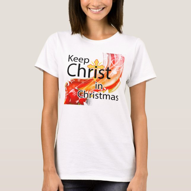 Camiseta Mantenha o cristo no Natal, redemoinho (Frente)