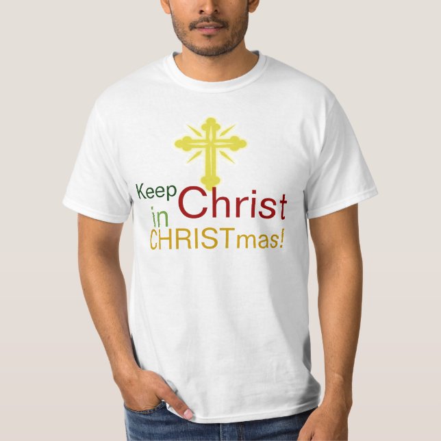 Camiseta Mantenha o cristo no Natal, t-shirt cristão (Frente)