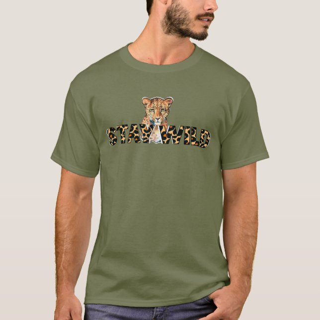 Camiseta Mantenha o Design de Impressão Animal Selvagem com (Frente)