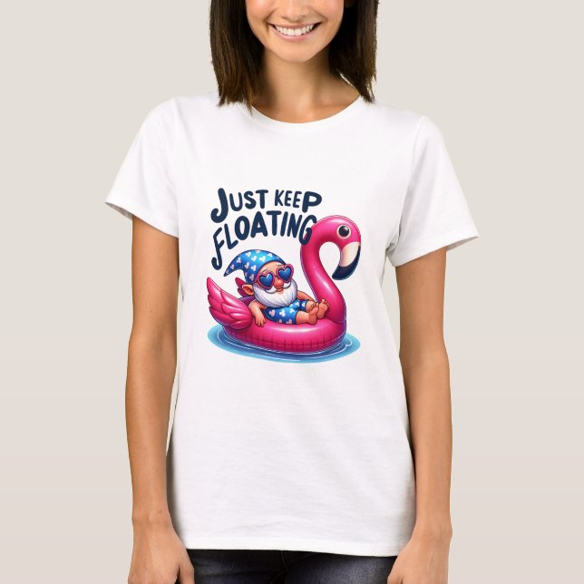 Camiseta Mantenha o Gnomo de Piscina flutuante (Frente)