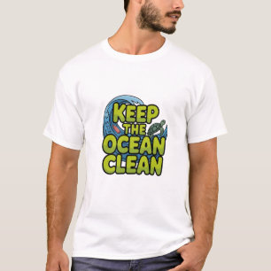Camiseta Mantenha o Oceano Limpo Conscientização das Tartar