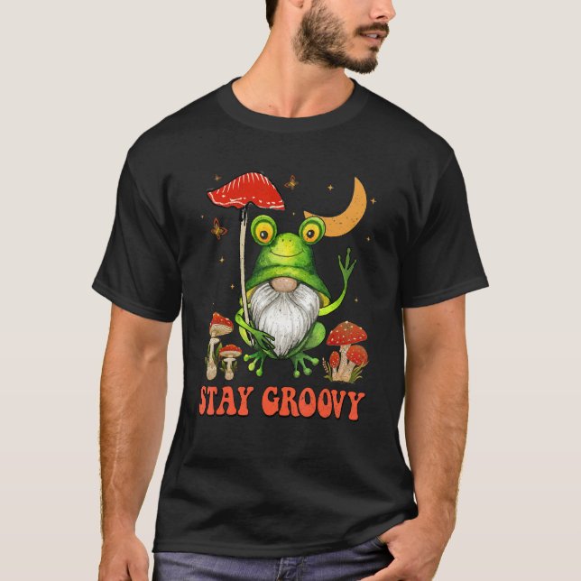 Camiseta Mantenha o Sapo Gnomo do Cogumelo Hippie 70s Vi (Frente)