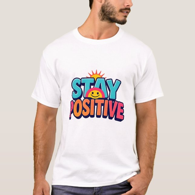 Camiseta Mantenha o Smiley face Rainbow Tee Positivo (Frente)
