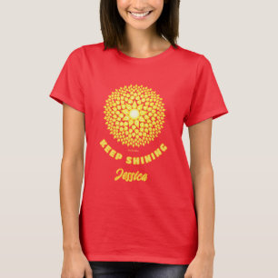 Camiseta Mantenha o Sol Geométrico Mandala Vermelho Brilhan