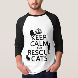 Camiseta Mantenha os gatos calmos e do salvamento (em