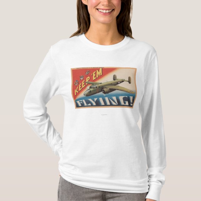 Camiseta Mantenha-os o bombardeiro Flying/B-25 médio (o (Frente)