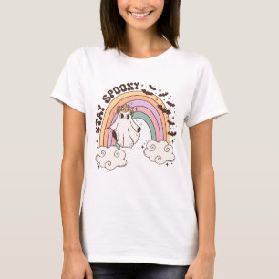 Camiseta Mantenha-se assustado, Ghost Rainbow Retro Hallowe