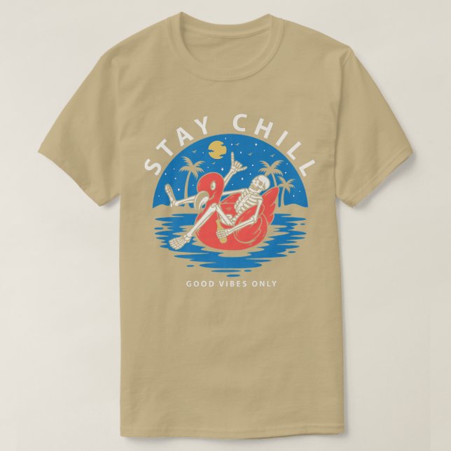 Camiseta Mantenha-Se Calmo, Boas Víblias Apenas Esqueleto  (Frente do Design)