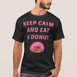 Camiseta mantenha-se calmo e coma o aniversário do arco-íri