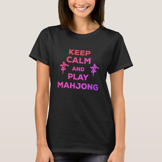 Camiseta Mantenha-Se Calmo E Jogue Mahjong, Slogan Funny, M (Frente)
