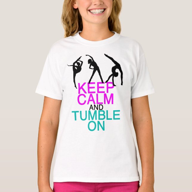 Camiseta Mantenha-Se Calmo Em Gymnastics Girls (Frente)