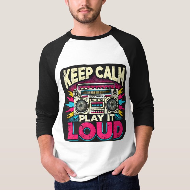 Camiseta Mantenha-se calmo Toque-se alto 3/4 Capa Raglan T- (Frente)