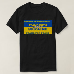 CAMISETA MANTENHA-SE COM A UCRÂNIA - DIGA NÃO À GUERRA T