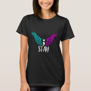 Camiseta Mantenha-se em Semicolon Suicida Sensibilização pa