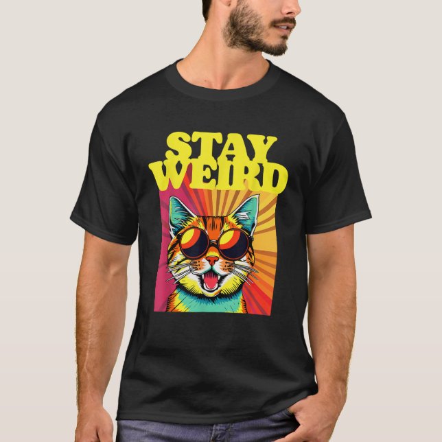 Camiseta Mantenha-se esquisito, Abstrato de arte Legal Cat  (Frente)