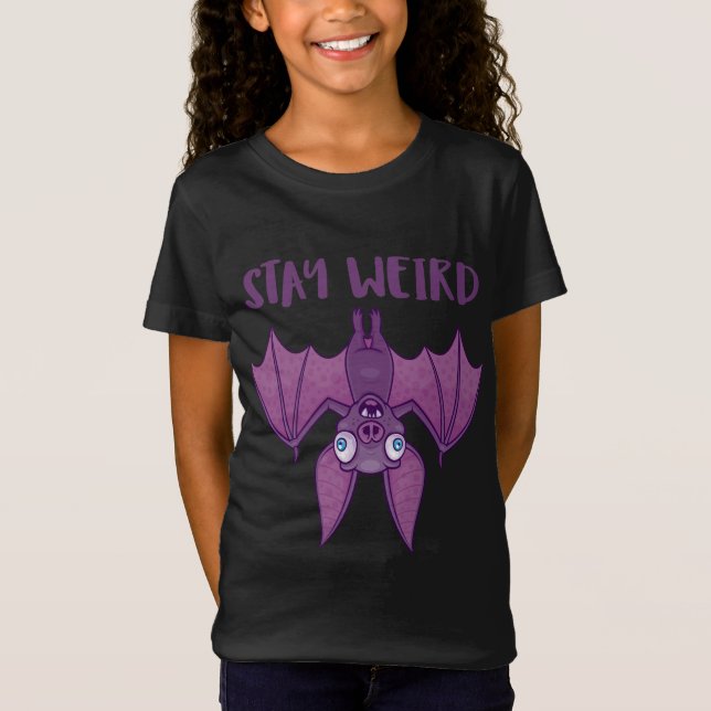 Camiseta Mantenha-se esquisito no Bat de Cartoon (Frente)