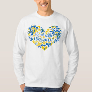 Camiseta Mantenha-se firme com a Ucrânia, com as letras e o