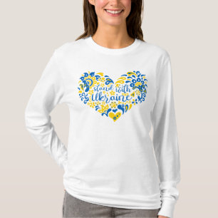 Camiseta Mantenha-se firme com a Ucrânia, com as letras e o