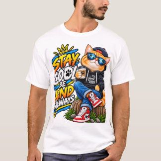 Camiseta Mantenha-se Legal Seja Gentil Sempre – Gato Legal 
