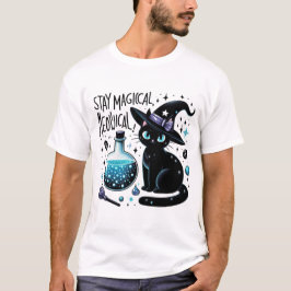 Camiseta Mantenha-se magia e meowgical bruxa negra