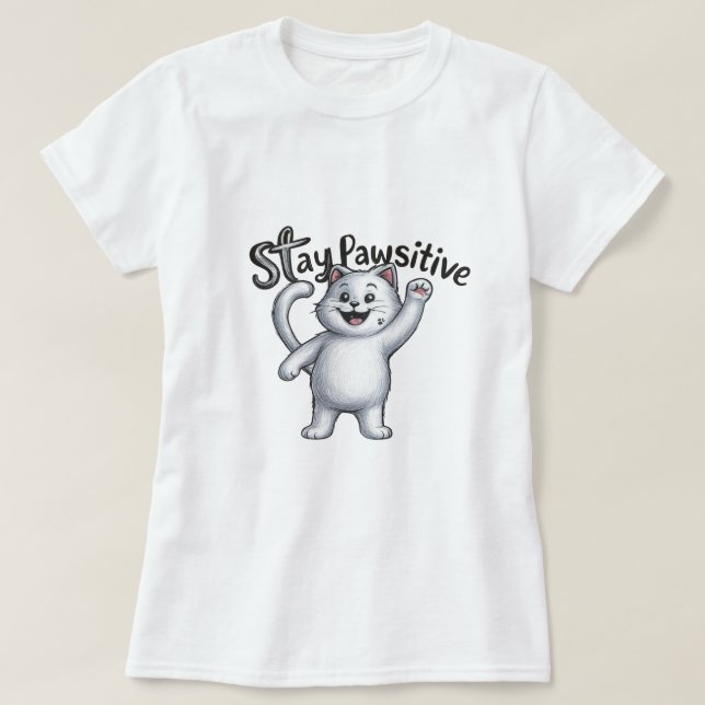 Camiseta Mantenha-se Pawsitive Cat T-Shirt (Frente do Design)