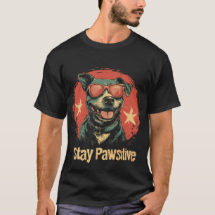 Camiseta Mantenha-se Pawsitive Pitbull Dog com óculos verme