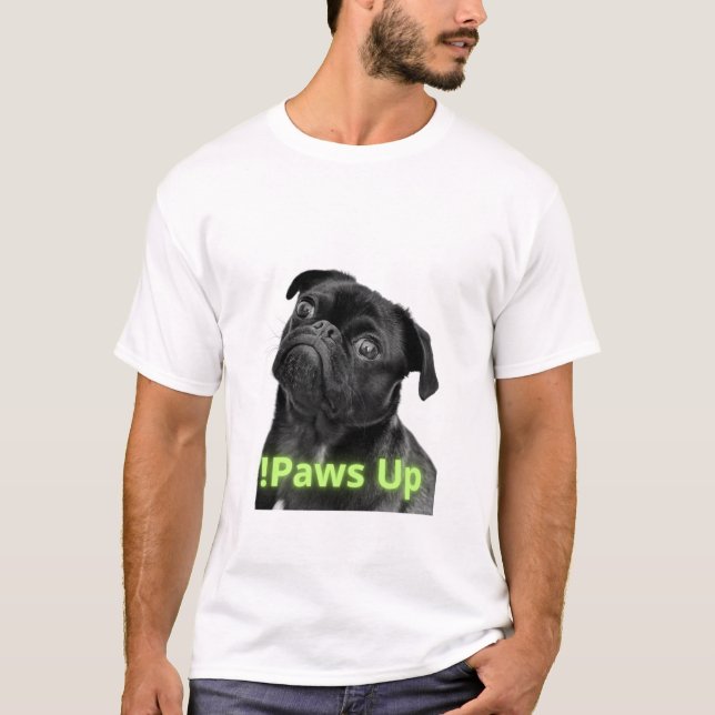 Camiseta Mantenha-Se Pawsitivo Cachá-Camisa - Cachorro Negr (Frente)