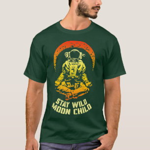 Camiseta Mantenha-Se Selvagem Criança Da Lua No Espaço Do A