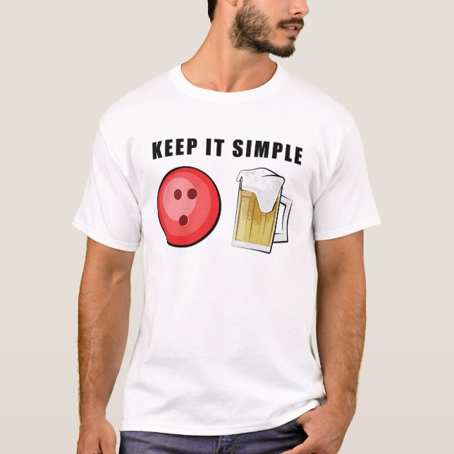 Camiseta Mantenha Simples - Boliche e Cerveja (Frente)