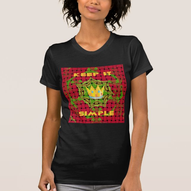 Camiseta Mantenha Simples: impressão Floral Vermelho De For (Frente)