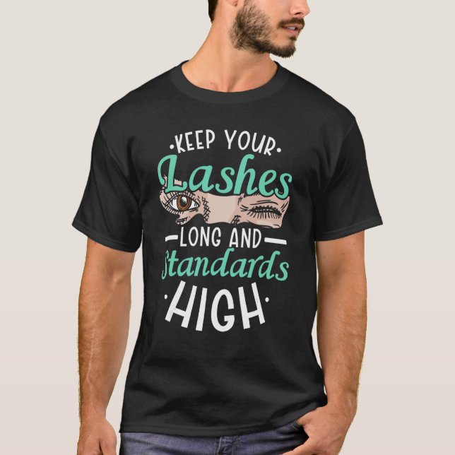 Camiseta Mantenha Suas Lashes Longas E Padrões Alta Beleza (Frente)