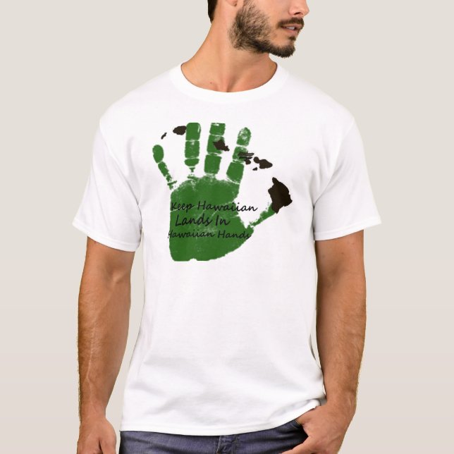 Camiseta mantenha terras havaianas nas mãos 1 (Frente)