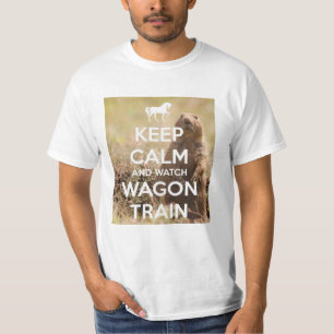 Camiseta Mantenha trem calmo e do relógio de vagão