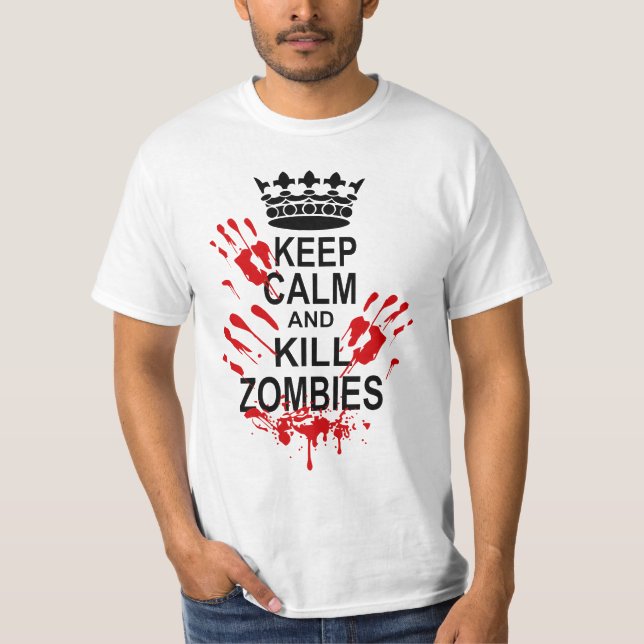 CAMISETA MANTENHA ZOMBIS CALMOS E DO MATAR (Frente)
