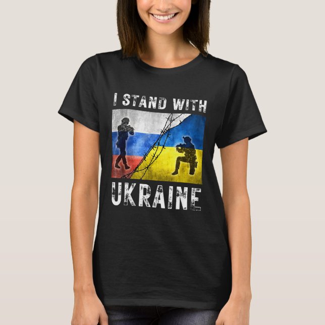 Camiseta Mantenho-Me Com A Ucrânia Americana, Ucrânia E Map (Frente)
