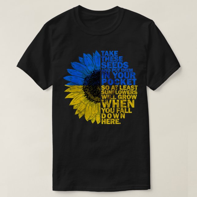 Camiseta Mantenho-Me Na Ucrânia Apoios De Bandeira De Giras (Frente do Design)