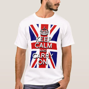 Camiseta manter a Calma e Continuar Bandeira Union Jack