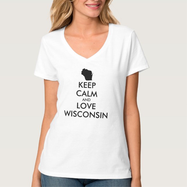 Camiseta MANTER CALM e AMOR personalizáveis WISCONSIN (Frente)