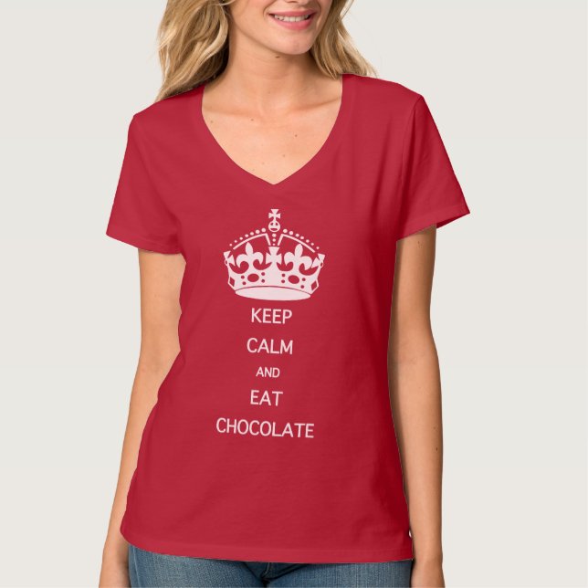 CAMISETA MANTER CALMA COMER CHOCOLATE (Frente)