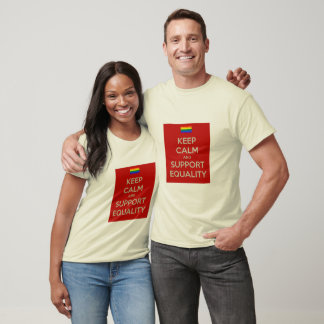 Camiseta manter calma igualdade de apoio