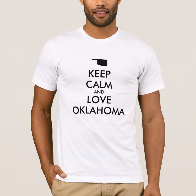 Camiseta Manter calmo e amar OKLAHOMA personalizável (Frente)