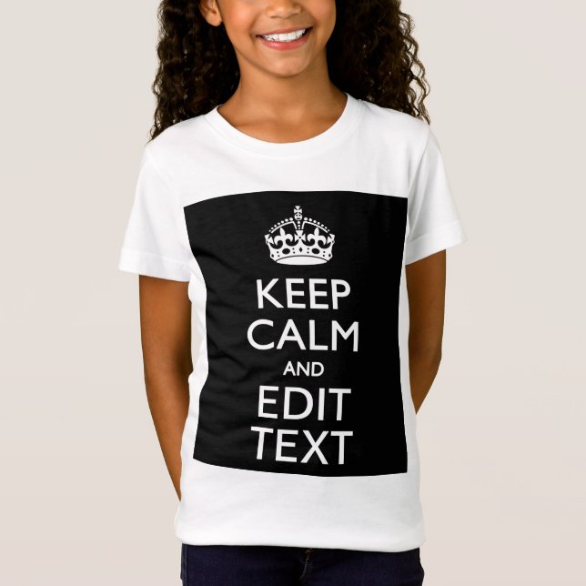 Camiseta Manter Calmo Personalizado e Editar Texto a Preto (Frente)