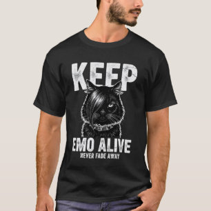 Camiseta Manter Cena Emo Viva Gato Gráfico para Moda Altern