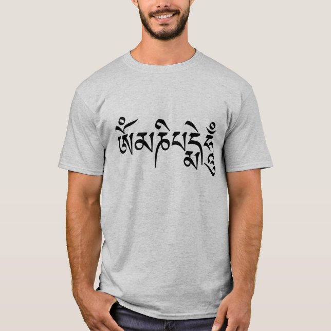 Camiseta Mantra do zumbido do OM Mani Padme (Frente)