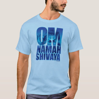 Camiseta Mantra espiritual azul sânscrito hindu Shiva