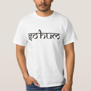 Camiseta Mantra SO HUM - contorno preto e branco plano