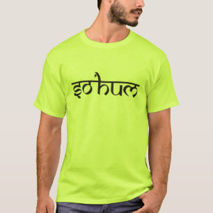 Camiseta Mantra SO HUM - contorno preto e branco plano