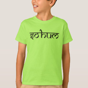 Camiseta Mantra SO HUM - contorno preto e branco plano