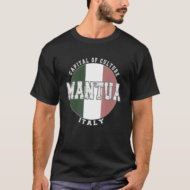 Camiseta Mantua Italy, Vintage Italian flag (Frente)